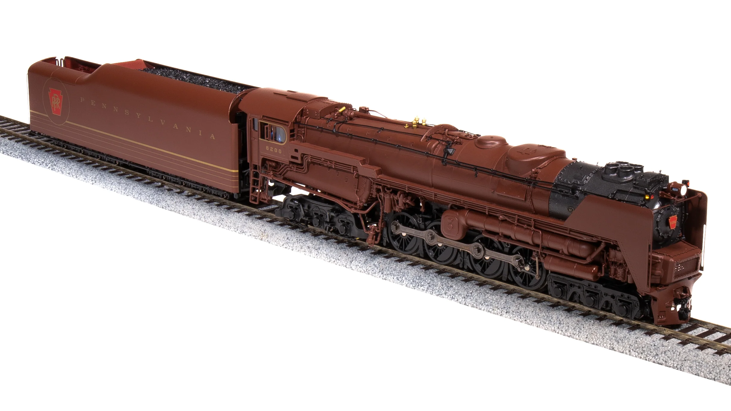 6188 PRR S2 6-8-6 Turbine #6200, Tuscan Red w/ 5-Stripes, w/ Large Smoke Deflectors, Paragon4 Sound/DC/DCC, Smoke, HO (Fantasy Paint Scheme) - Image 10