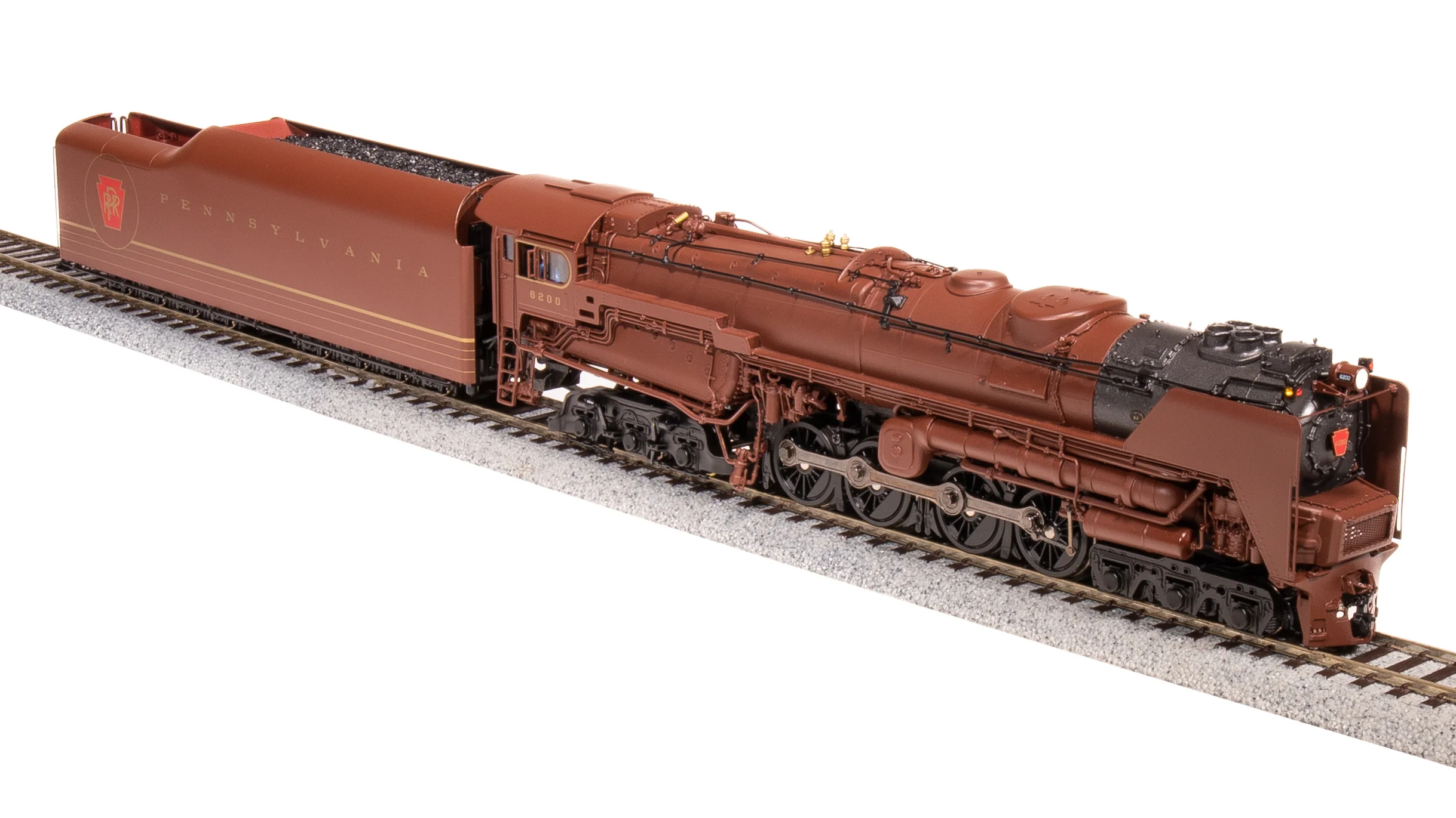 6188 PRR S2 6-8-6 Turbine #6200, Tuscan Red w/ 5-Stripes, w/ Large Smoke Deflectors, Paragon4 Sound/DC/DCC, Smoke, HO (Fantasy Paint Scheme) - Image 15