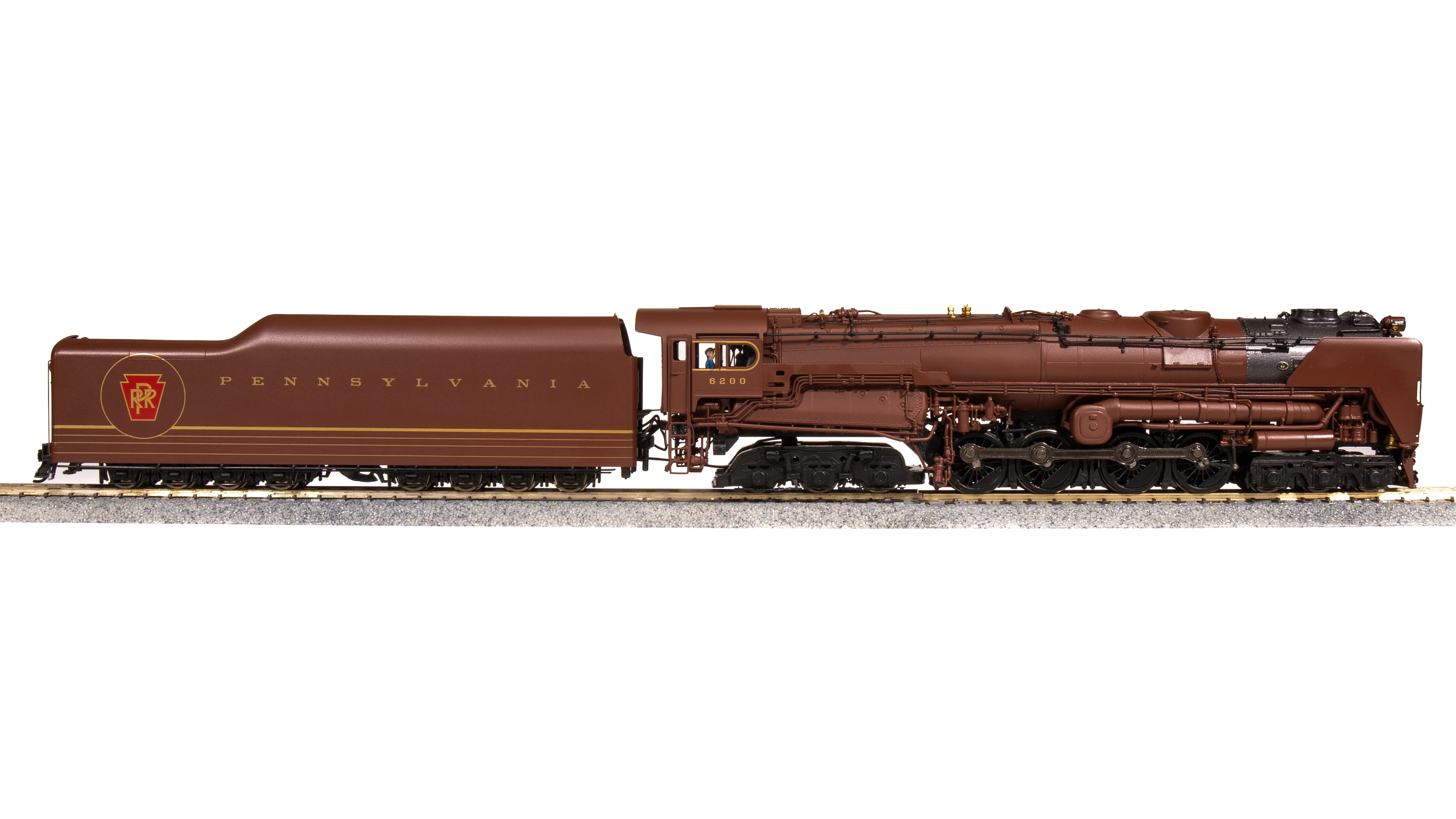 6188 PRR S2 6-8-6 Turbine #6200, Tuscan Red w/ 5-Stripes, w/ Large Smoke Deflectors, Paragon4 Sound/DC/DCC, Smoke, HO (Fantasy Paint Scheme) - Image 23