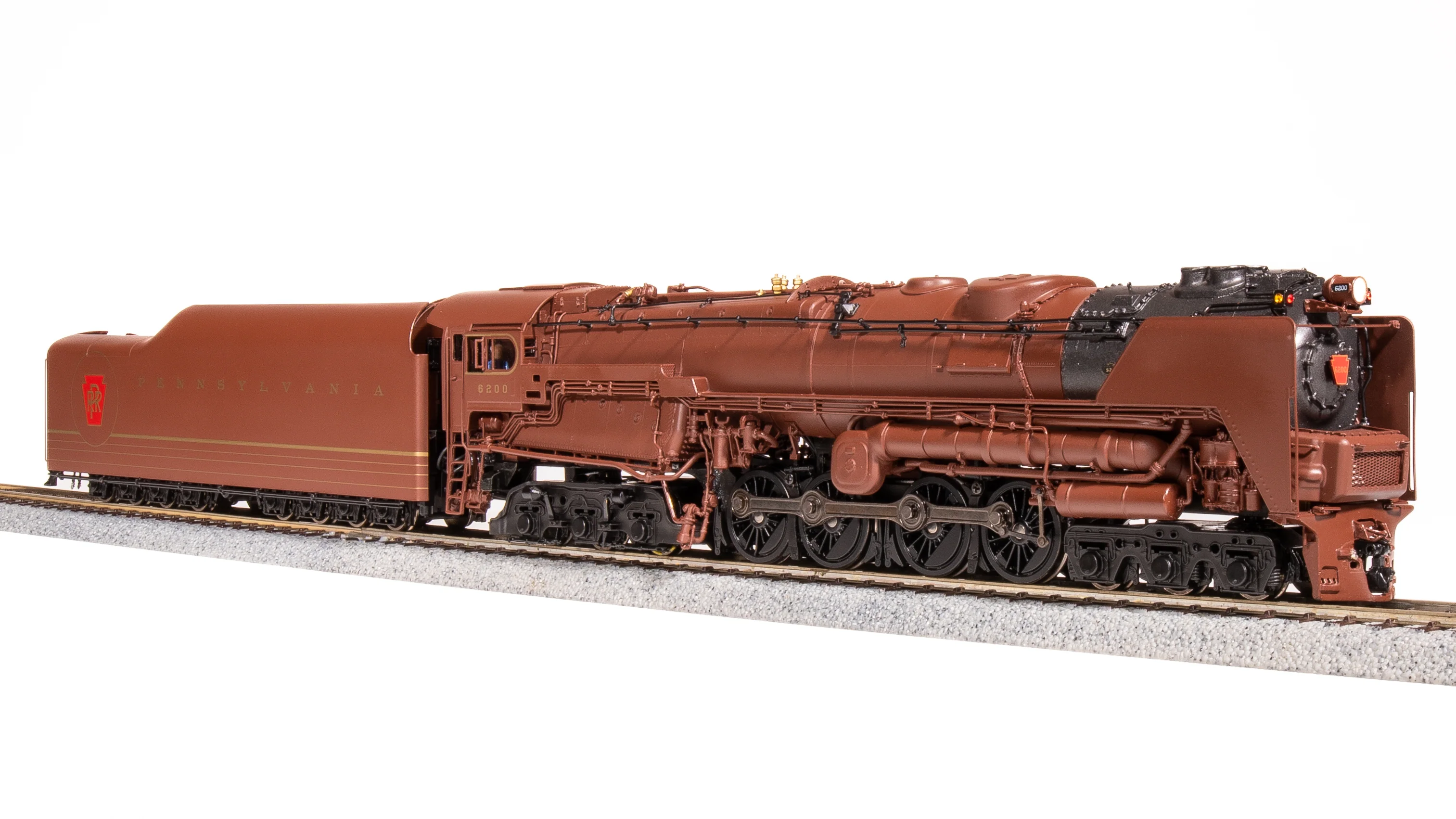 6188 PRR S2 6-8-6 Turbine #6200, Tuscan Red w/ 5-Stripes, w/ Large Smoke Deflectors, Paragon4 Sound/DC/DCC, Smoke, HO (Fantasy Paint Scheme) - Image 3