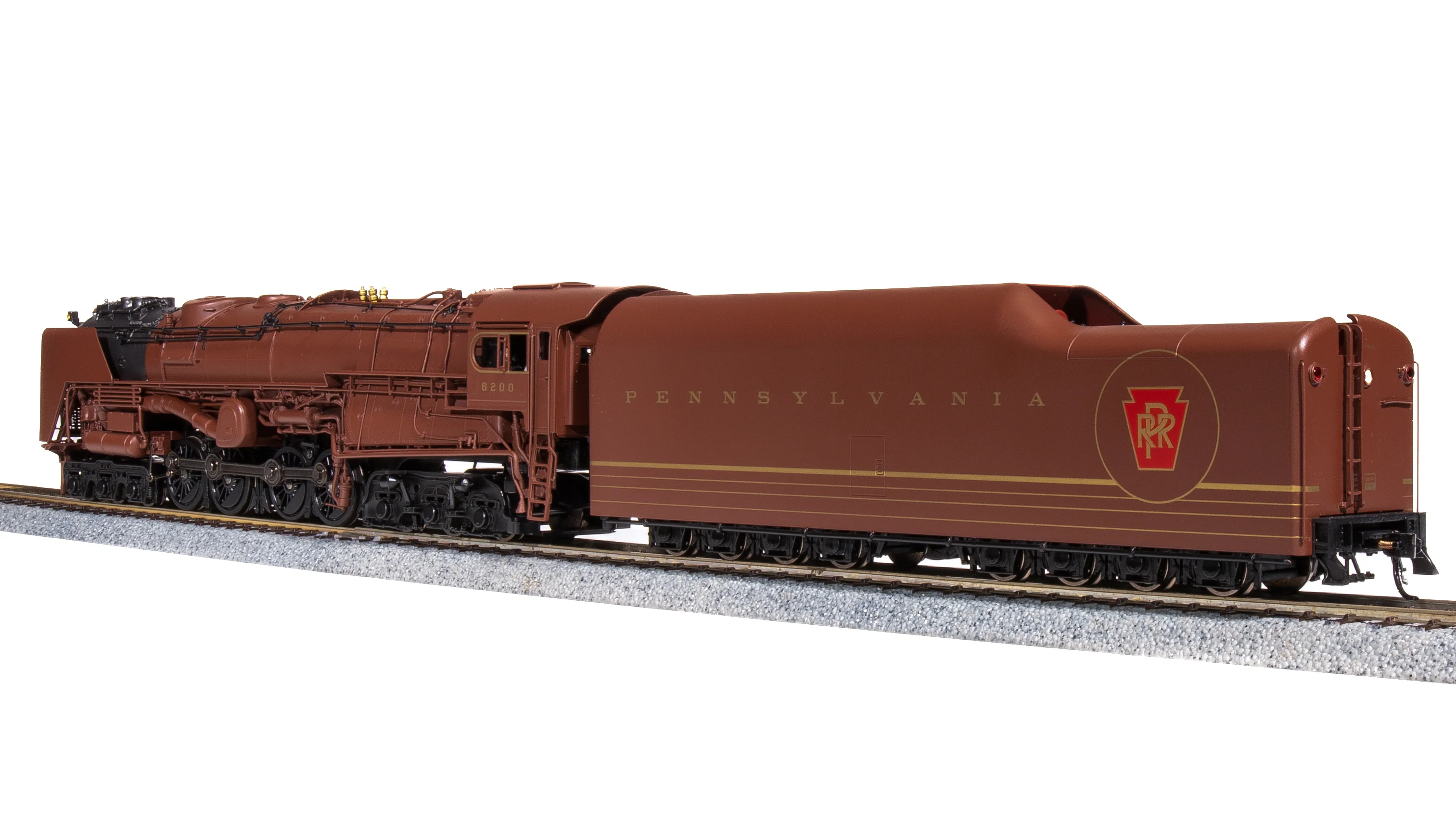 6188 PRR S2 6-8-6 Turbine #6200, Tuscan Red w/ 5-Stripes, w/ Large Smoke Deflectors, Paragon4 Sound/DC/DCC, Smoke, HO (Fantasy Paint Scheme) - Image 4