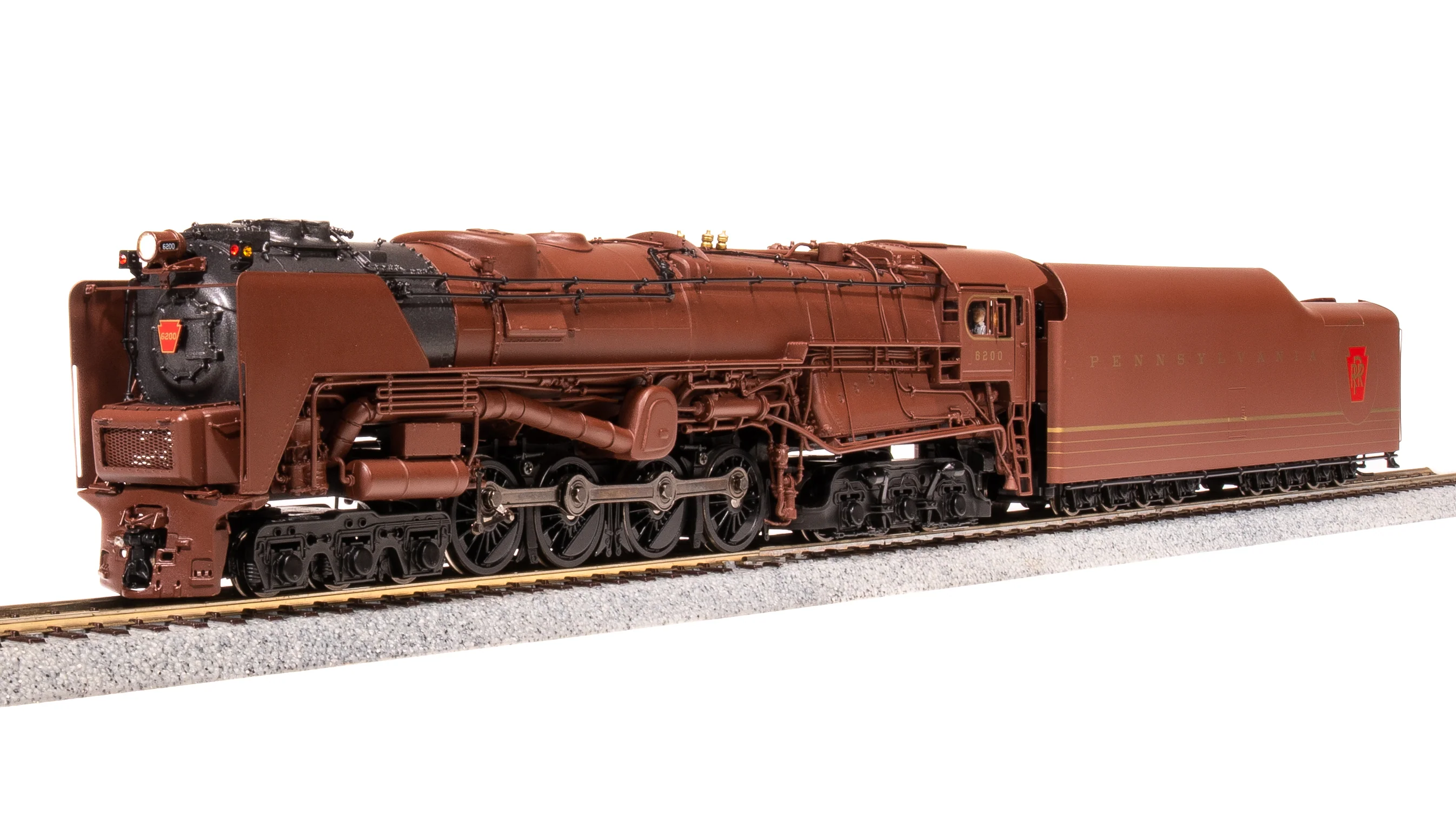 6188 PRR S2 6-8-6 Turbine #6200, Tuscan Red w/ 5-Stripes, w/ Large Smoke Deflectors, Paragon4 Sound/DC/DCC, Smoke, HO (Fantasy Paint Scheme) - Image 5