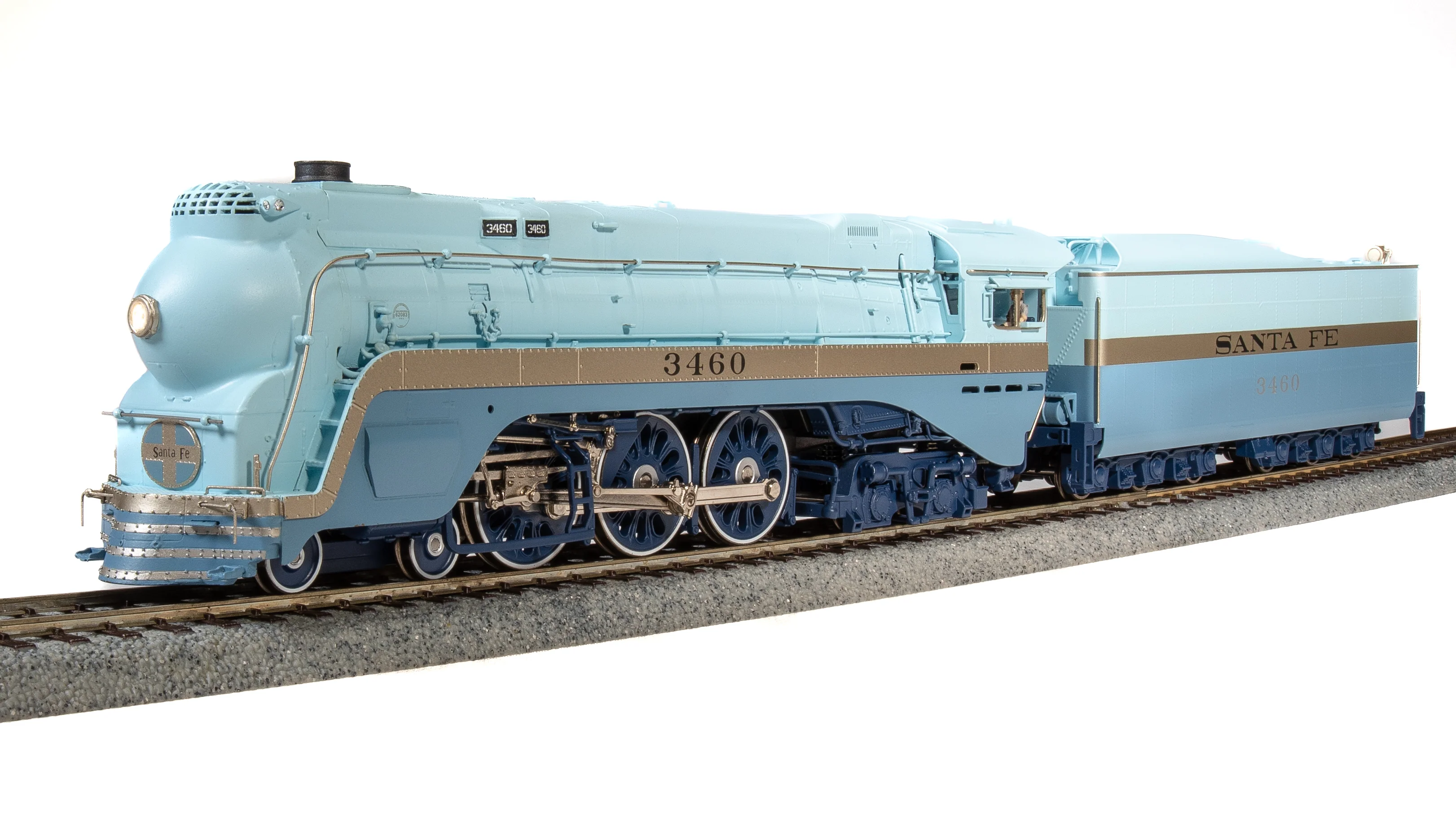 7350 ATSF Blue Goose, #3460, As-Delivered w/ 3460 on side of tender, Paragon4 Sound/DC/DCC, Smoke, HO - Image 15
