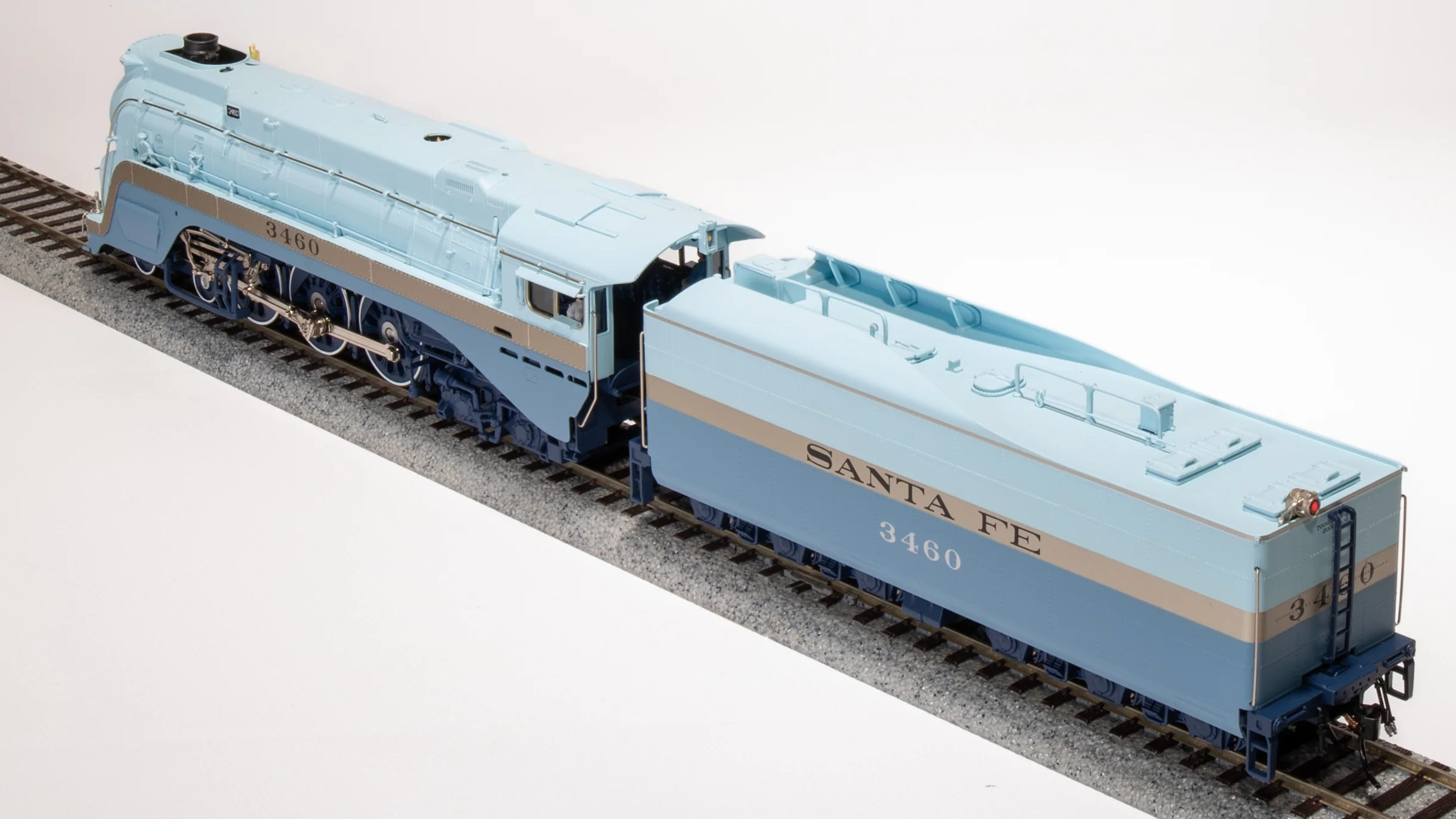 7350 ATSF Blue Goose, #3460, As-Delivered w/ 3460 on side of tender, Paragon4 Sound/DC/DCC, Smoke, HO - Image 7