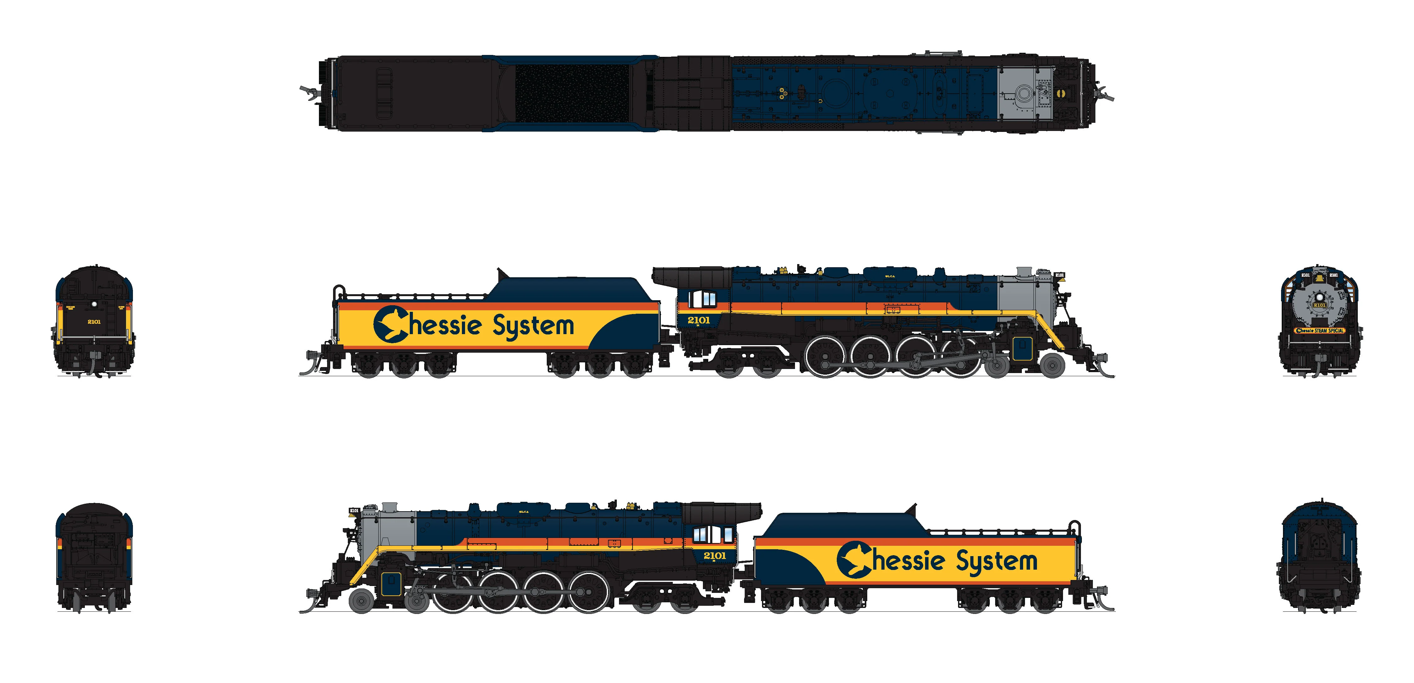 7406 Reading T1 4-8-4, Chessie Steam Special #2101, Paragon4 Sound/DC/DCC, Smoke, N - Image 12
