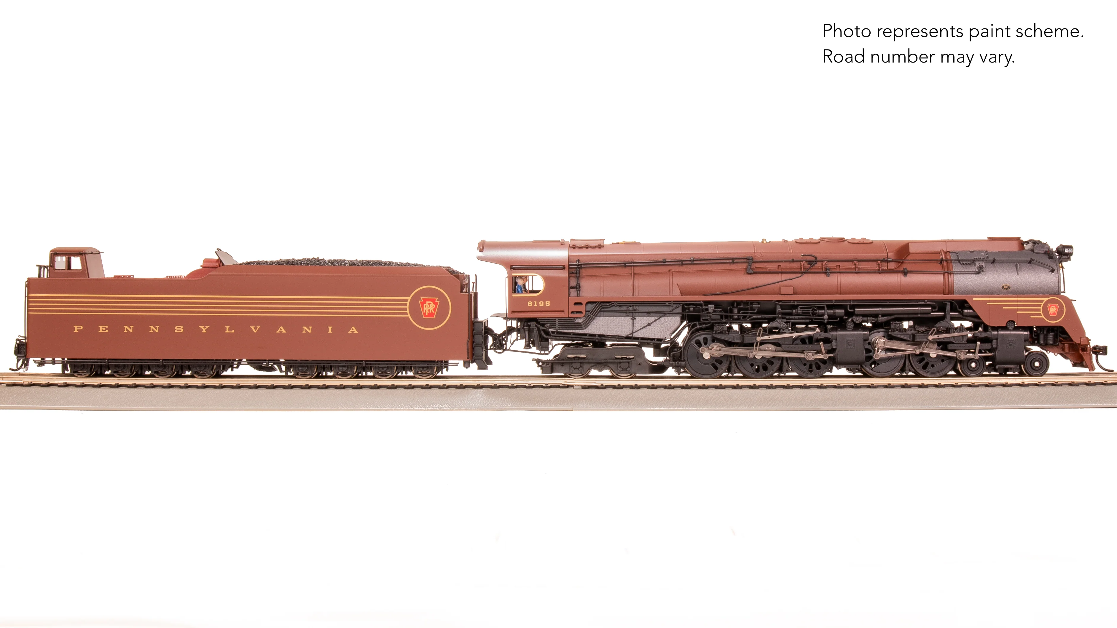 7809 PRR Q2 Duplex 4-4-6-4, #6195, Prototype Version, Tuscan Red 5-Stripe Fantasy Scheme, Paragon4 Sound/DC/DCC, Smoke, HO - Image 4