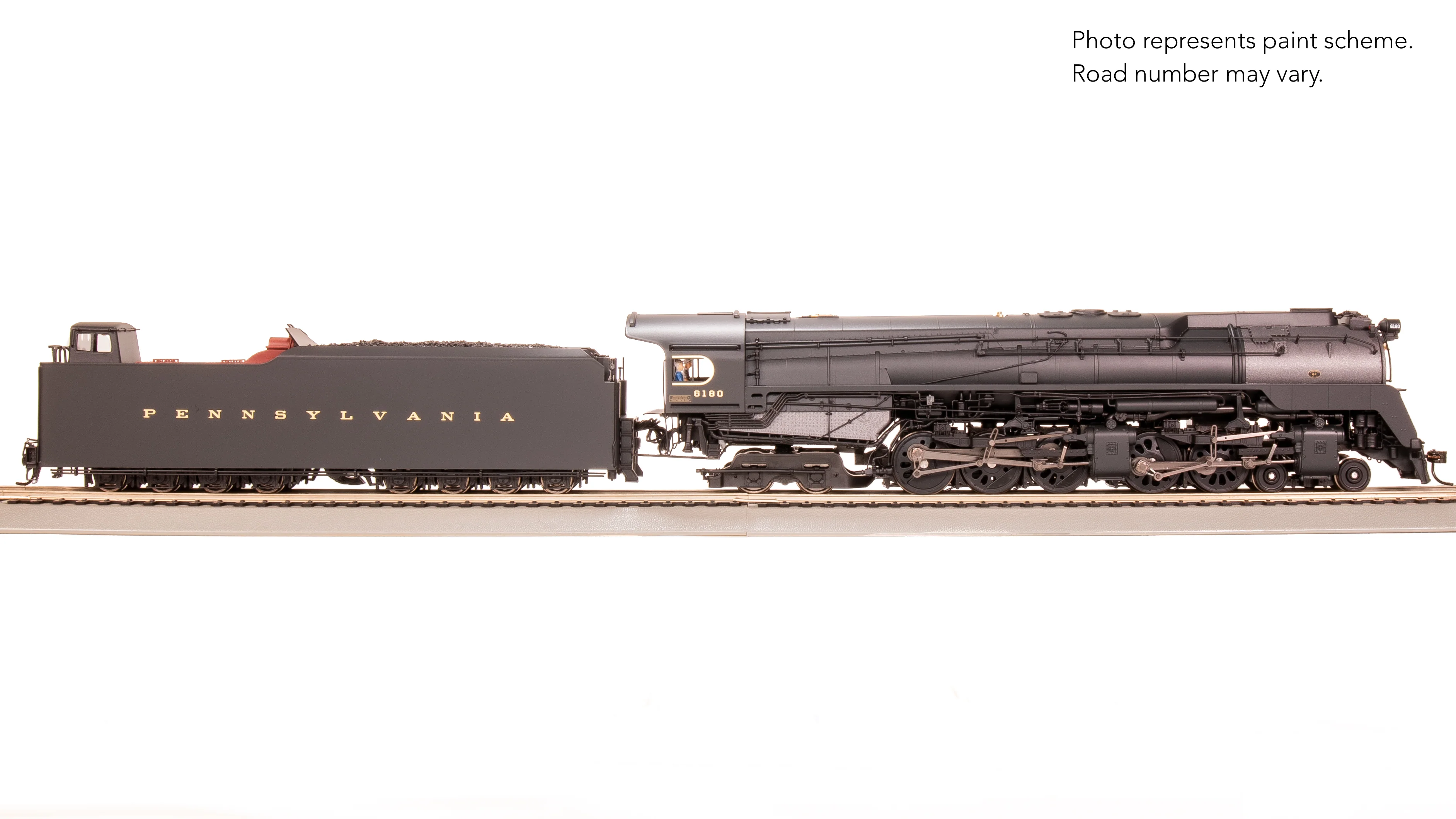 8054 PRR Q2 Duplex, 4-4-6-4, #6180, Production Version, 18,000 gallon tender, No-Sound / DCC-Ready, HO - Image 4