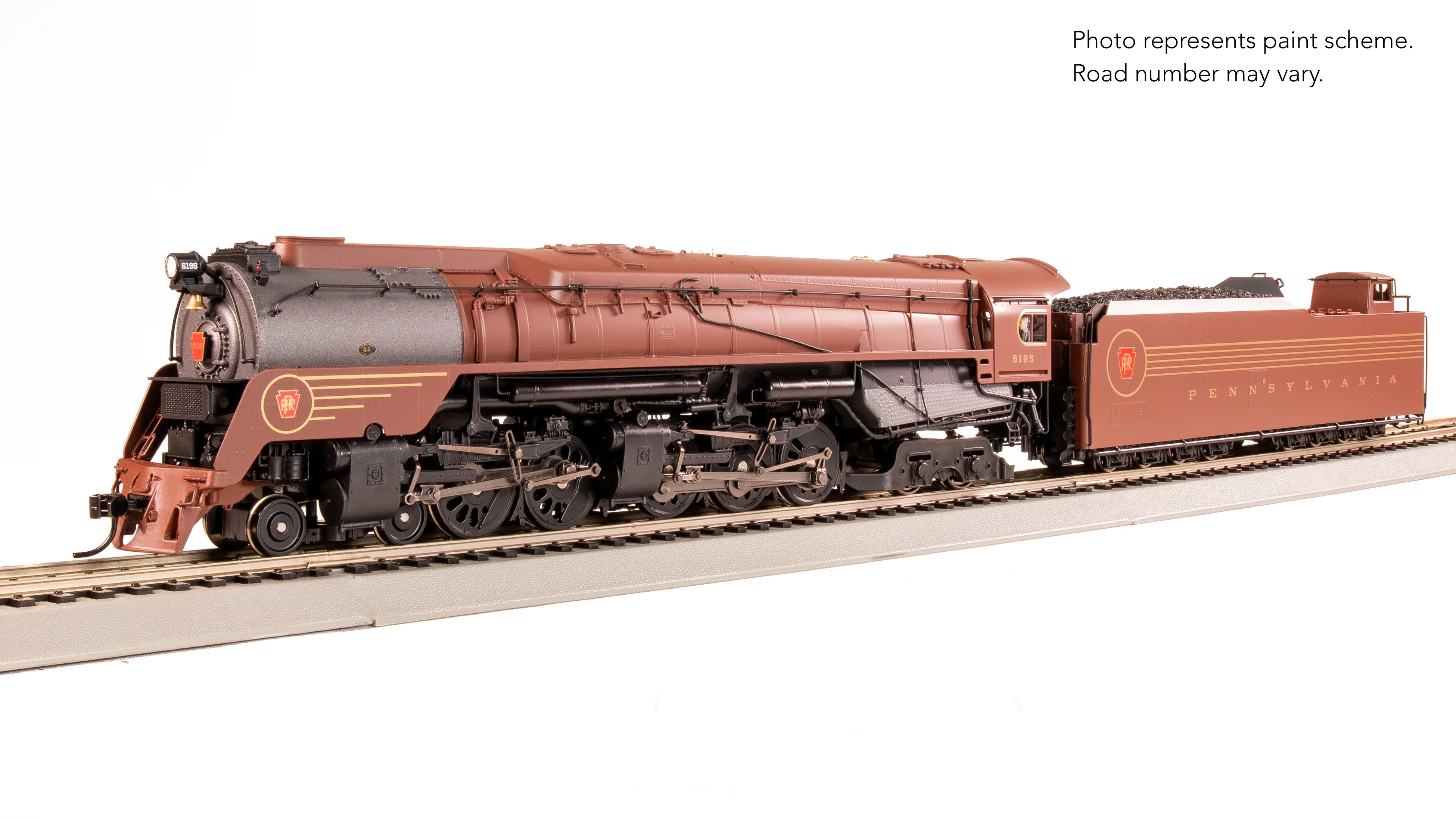 8057 PRR Q2 Duplex 4-4-6-4, #6195, Prototype Version, Tuscan Red 5-Stripe Fantasy Scheme, No-Sound / DCC-Ready, HO - Image 7